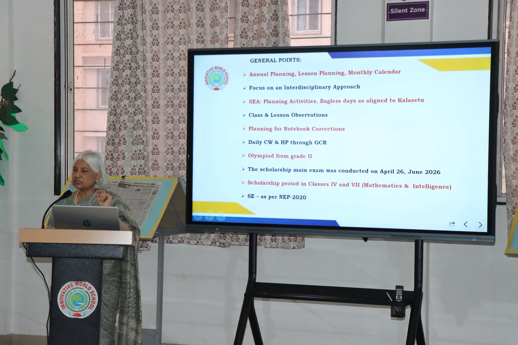 Parents attending a Parent Teacher Meeting session at Innovative World School